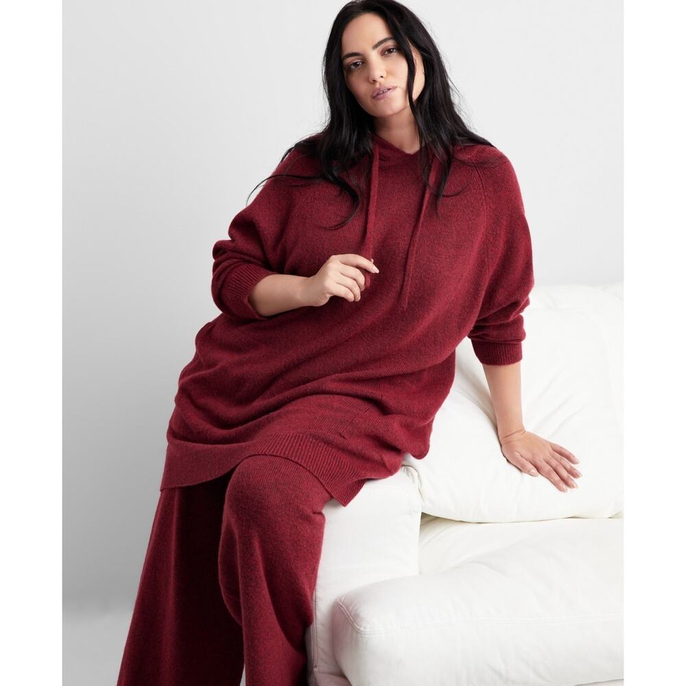 State of Day Indulge & Rest Loungewear Tunic Hoodie Burgundy Size XXL 2002